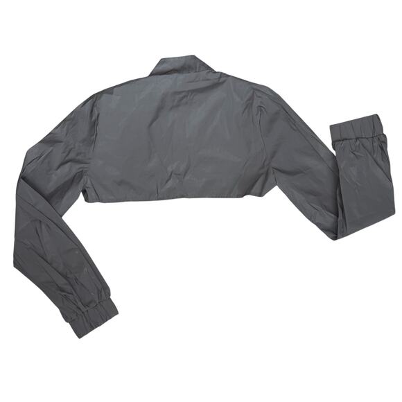 Gray Cropped Windbreaker Jacket Sz Small Reflective Fabric Bolero Style Festival - Picture 15 of 15